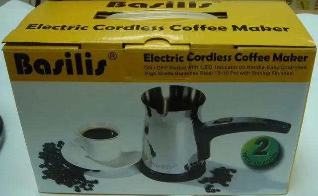 Photo de l’avis officiel: BASILIS Electric cordless coffee maker Cafetière — risque: Brûlures