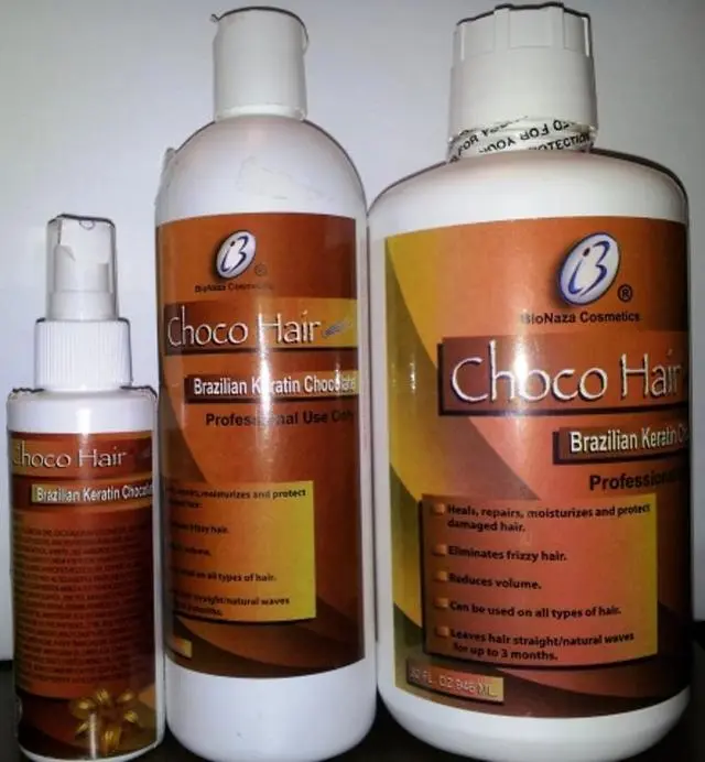 Foto uit de officiële melding: Bionaza Cosmetics Choco Hair – Brazilian Keratin Chocolate Haarbehandelingsproducten — risico: Chemische risico's