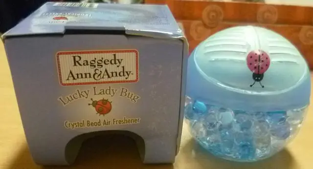 Photo from the official notice: 1)  Raggedy Ann&amp;Andy, 2) Unknown 1) Crystal Bead Air Freshener- Lucky lady Bug ; 2) Air freshener Classic  — choking risk