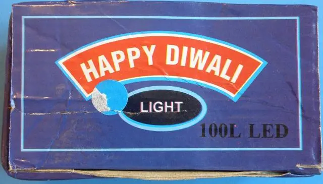 Photo de l’avis officiel: Happy Diwali Light 100L Chaîne d’éclairage — risque: Brûlures & Choc électrique (A12/0690/13)