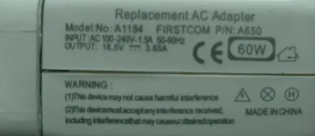 Photo de l’avis officiel: Firstcom Replacement AC Adapter Unité d’alimentation électrique — risque: Choc électrique