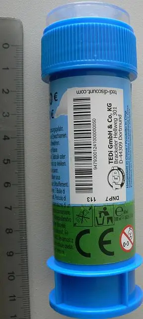 Photo from the official notice: "Seifenblasen" - bubbles soap bubbles — microbiological risk