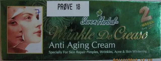 Foto dell’avviso ufficiale: CPHL - Seven Herbal Wrinkle De Crease Prodotto per l'illuminazione della pelle — rischio: Rischio chimico