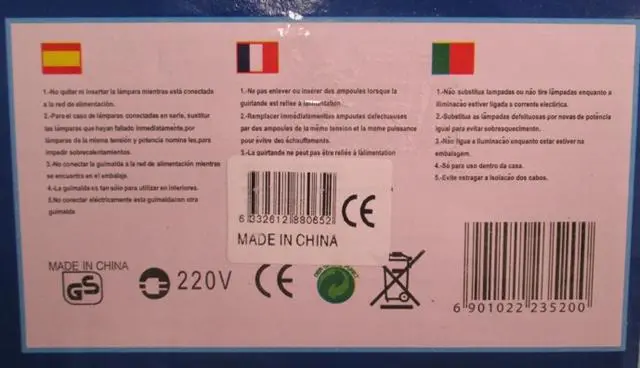 Photo de l’avis officiel: Multi function 180L rice light Chaîne d’éclairage — risque: Choc électrique