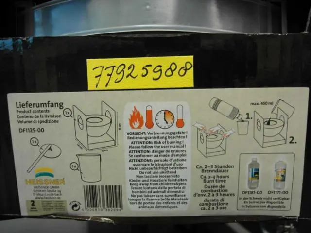 Photo from the official notice: Heissner Decofire Tobago ethanol burner — burns & fire risk