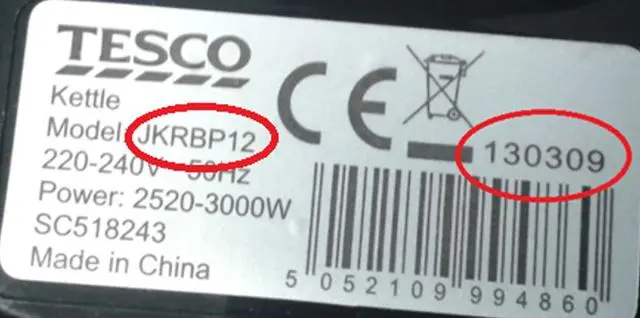 Photo de l’avis officiel: Tesco Rapid Boil Kettle Bouilloire — risque: Brûlures