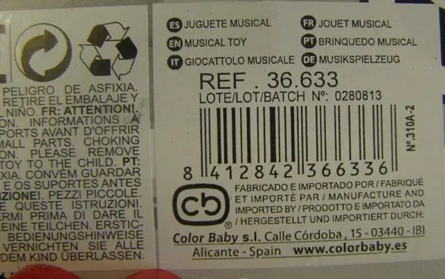 Photo de l’avis officiel: Color Baby Jouet xylophone et ensemble d’outils — risque: Étouffement