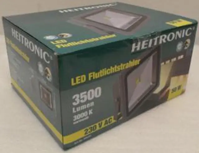 Photo de l’avis officiel: Heitronic Projecteur LED — risque: Choc électrique