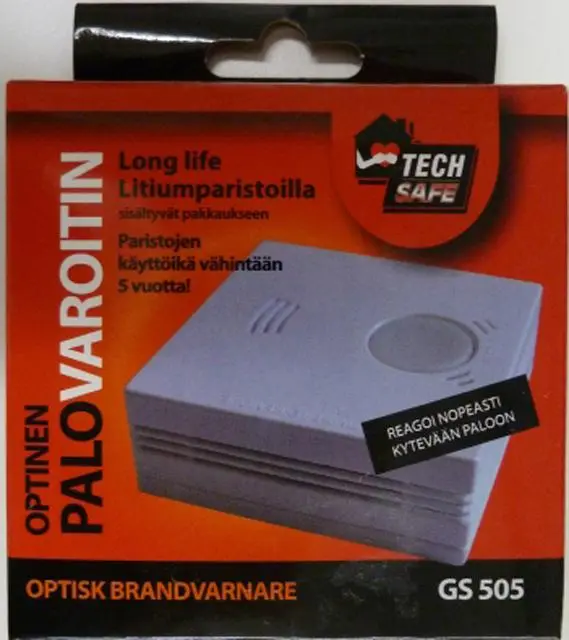 Photo from the official notice: Techsafe Optisk Brandvarnare smoke alarm — suffocation & fire risk