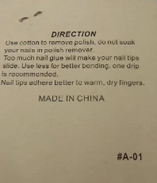 Foto dell’avviso ufficiale: Hin Er Design nails, Nail art Chiodi falsi — rischio: Rischio chimico
