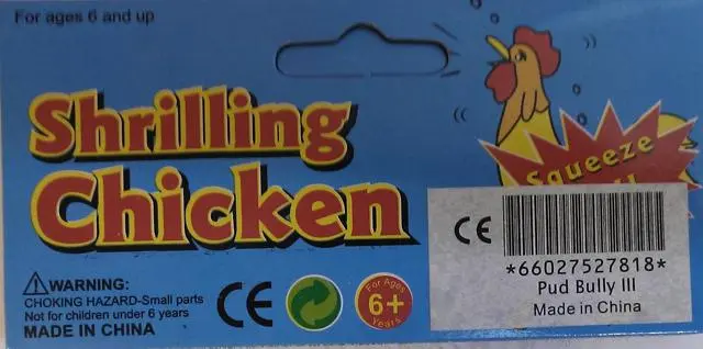 Photo from the official notice: Shrilling Chicken Pud Bully III squeeze toy — environment risk