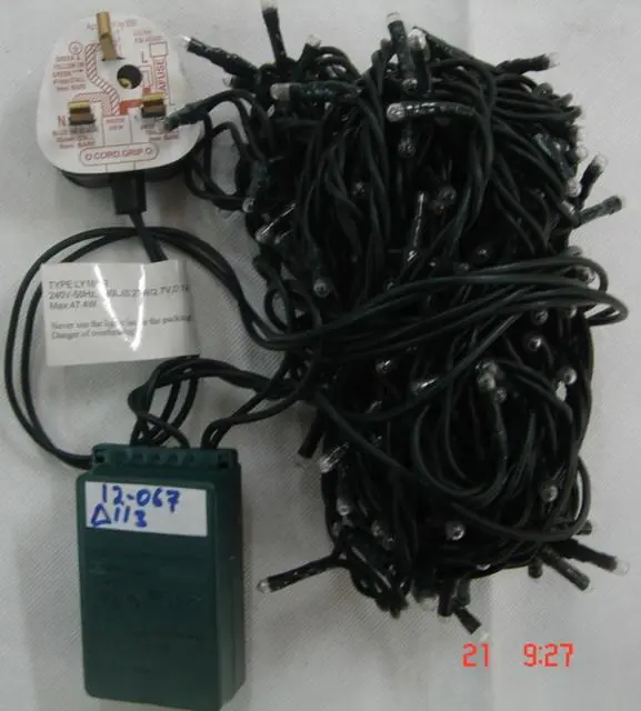 Photo from the official notice: Rice Light christmas led lighting chain — burns & fire risk