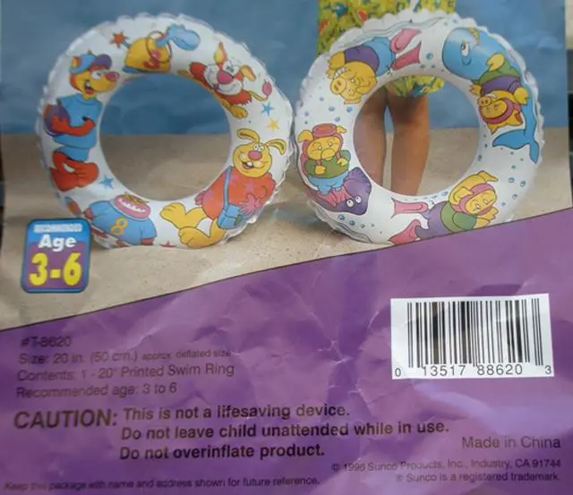 Photo de l’avis officiel: Sunco 20'' Printed Swim Ring Gonflable Swim-Ring — risque: Risque chimique