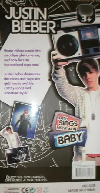 Foto dell’avviso ufficiale: Singing Justin Bieber Giocattolo di plastica — rischio: Rischio chimico