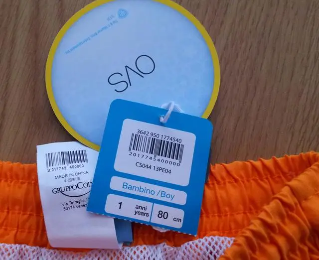 Photo de l’avis officiel: OVS Maillots de bain pour garçons — risque: Blessures (A12/1188/13)