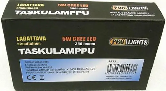 Photo de l’avis officiel: Hunshine Ladattava Taskulamppu - PRO1LIGHTS Torche rechargeable — risque: Choc électrique