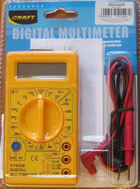 Foto do aviso oficial: Craft DT830B Digital multimeter Multímetro digital — risco: Choque elétrico