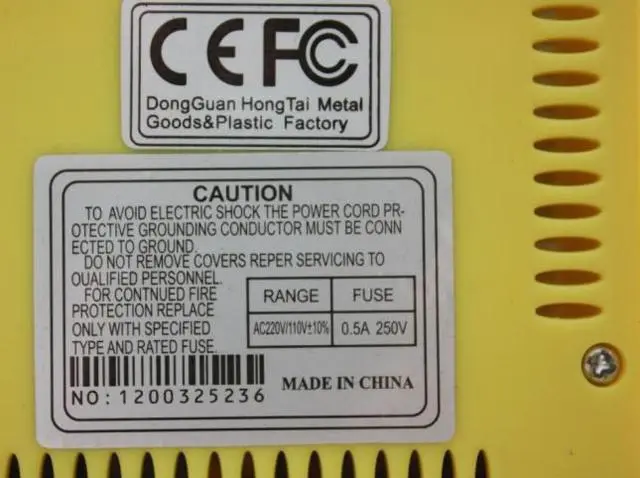 Foto del aviso oficial: DongGuan HongTai Metal Goods&amp;Plastic Factory Unidad de fuente de alimentación del kit de tatuaje — riesgo: Choque eléctrico & Incendio (A12/1319/13)