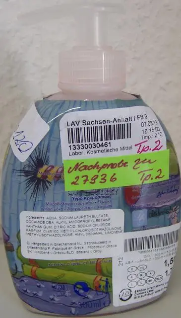 Foto uit de officiële melding: Delkam Group Handzeep — risico: Microbiologische risico's