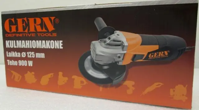Foto do aviso oficial: GERN KULMAHIOMAKONE (angle grinder) Rebarbadora de ângulos — risco: Choque elétrico