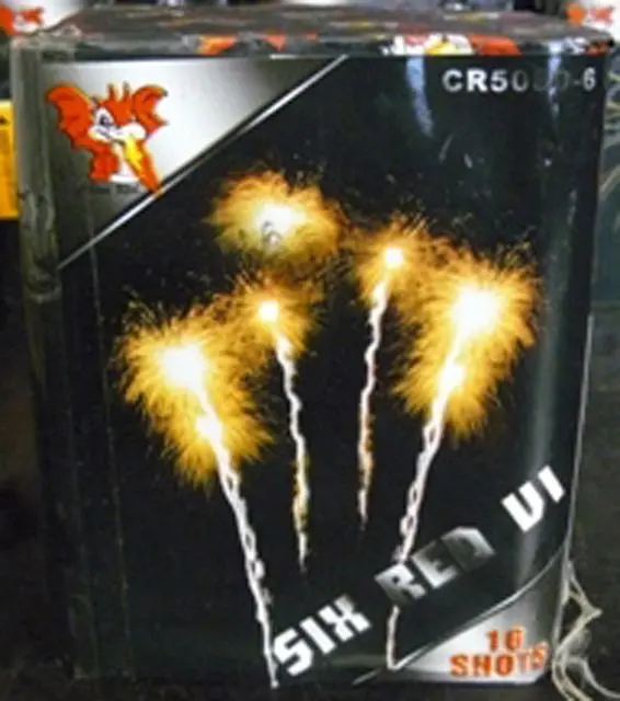 Photo de l’avis officiel: Six Red VI Feux d’artifice — risque: Brûlures & Blessures