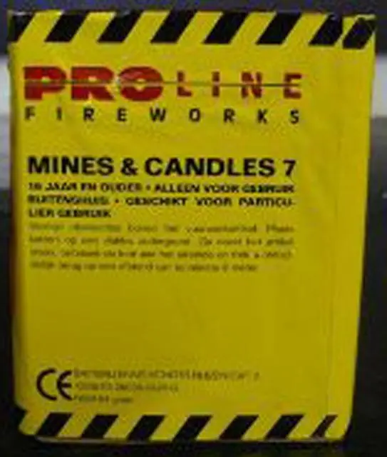 Photo de l’avis officiel: Proline Fireworks Mines and Candles 7 Feux d’artifice — risque: Brûlures & Lésions auditives