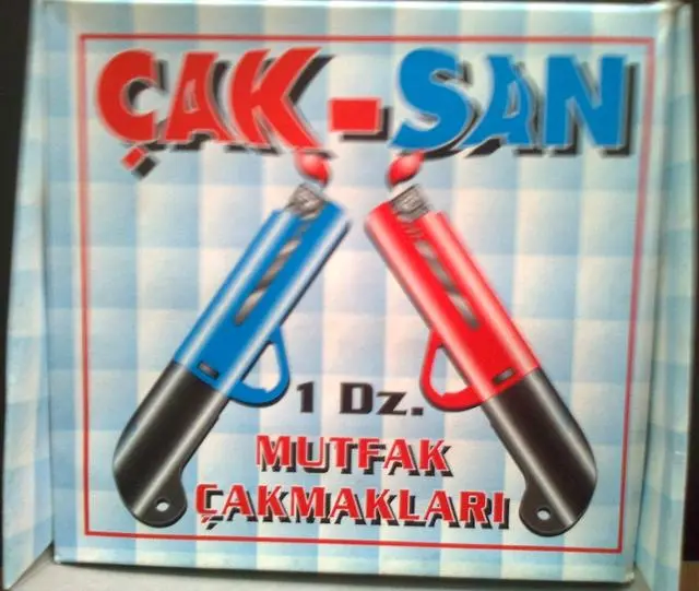 Foto do aviso oficial: ÇAK - SAN Mutfak çakmaklari (kitchen lighters) Isqueiro novidade — risco: Queimaduras & Incêndio