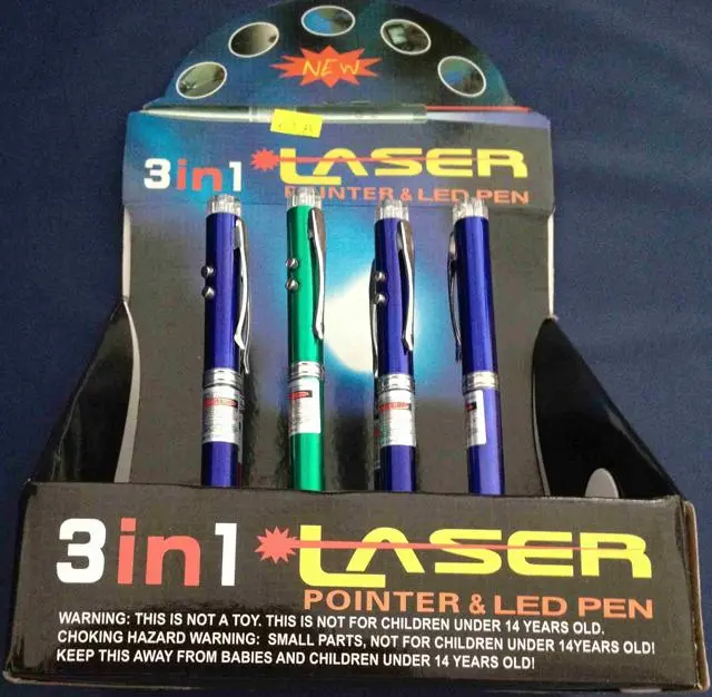 Foto aus der offiziellen Meldung: 3 in 1 - LASER - Pointer &amp; Led Pen Laserpointer — Risiko: Sehschaden
