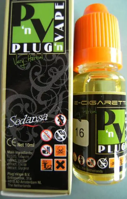 Photo de l’avis officiel: Sedansa Plug 'n Vape Liquide pour cigarettes électroniques — risque: Risque chimique (A12/1531/13)