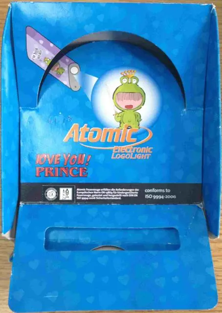 Foto do aviso oficial: Atomic Electronic LOGOLIGHT "Love you Prince" Isqueiro novidade — risco: Queimaduras & Incêndio