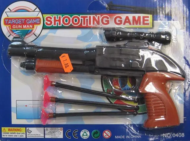 Photo de l’avis officiel: Shooting Game Pistolet à jouets avec des flèches — risque: Étouffement