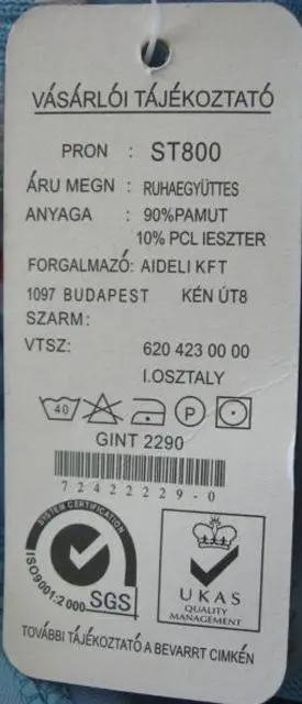 Foto uit de officiële melding: B.S.T. (beisite) Kinderkleding — risico: Verwonding