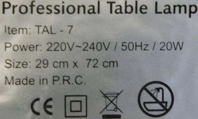 Photo de l’avis officiel: Professional Table Lamp Lampe de table — risque: Choc électrique