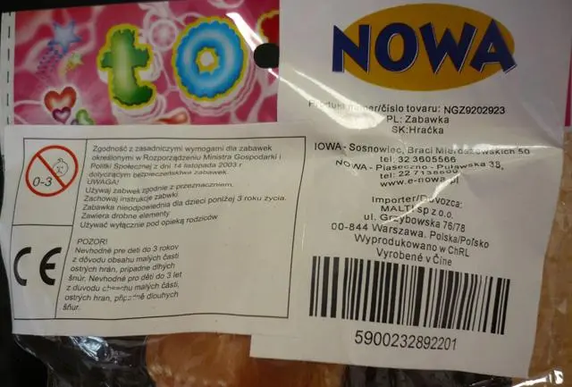 Foto uit de officiële melding: Nowa Plastic pop — risico: Chemische risico's