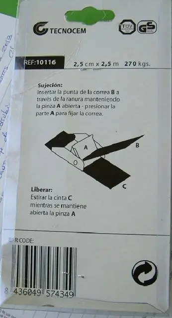 Photo de l’avis officiel: TECNOCEM Cuerda de Sujeccion Sangles à bagages — risque: Blessures