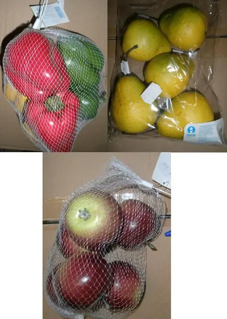 Photo from the official notice: Item International Pepper decoration, Pear decoration, Apple decoration imitation fruit — choking risk