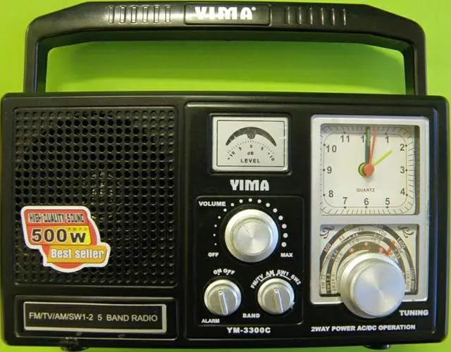 Foto do aviso oficial: Yima FM/TV/AM/SW1-2 5 Band Radio Rádio relógio — risco: Choque elétrico