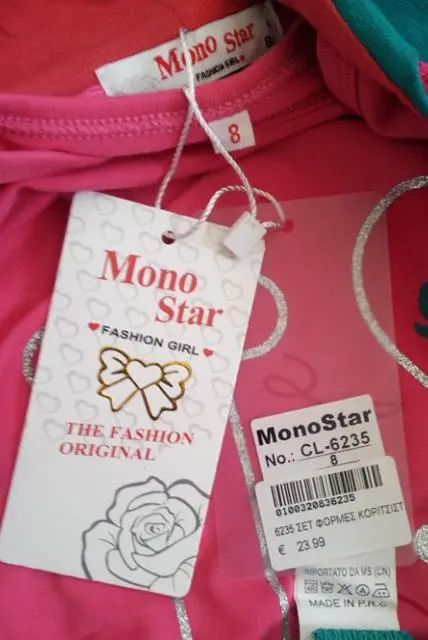 Photo de l’avis officiel: Mono Star Ensemble de vêtements pour filles — risque: Blessures & Etranglement