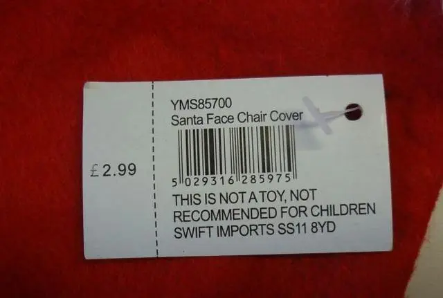Photo from the official notice: Santa Face Chair Cover — fire risk