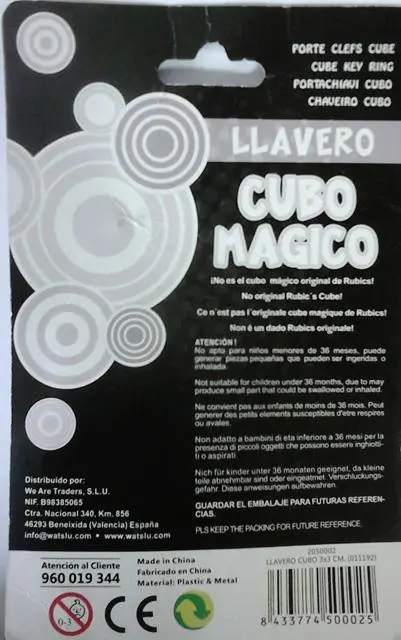 Photo de l’avis officiel: Llavero cubo magico (magic cube keychain) Chaîne de clés — risque: Risque chimique