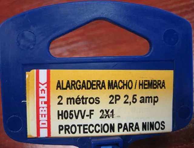 Foto do aviso oficial: DEBLEX Alargadera Macho/Hembra Chumbo de extensão — risco: Choque elétrico & Incêndio
