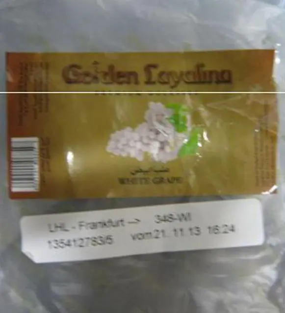 Foto del aviso oficial: Golden Layalina White Grape, Blue Mist, Blueberry Grape, After Glow, Double Apple Tabaco de melaza — riesgo: Riesgos químicos