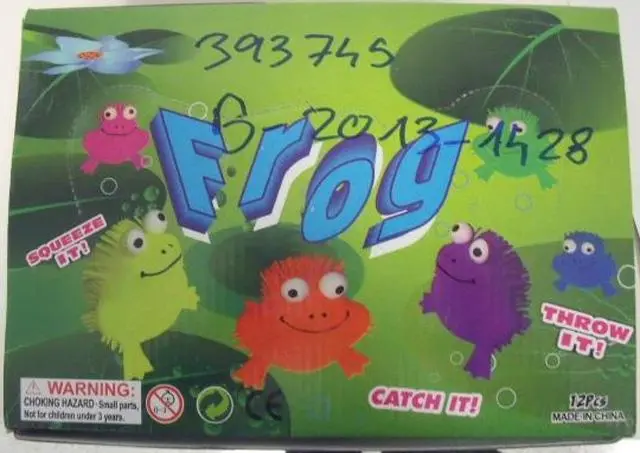 Photo from the official notice: Alex Bog Frog / Baby Bushy Spider squeeze toy — choking risk