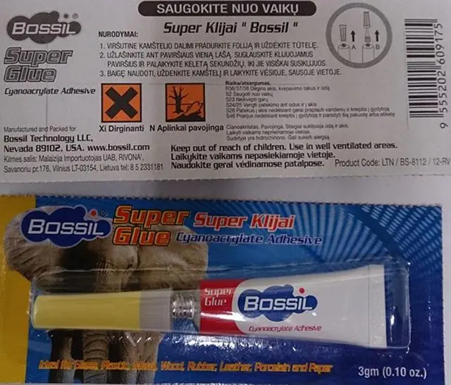 Photo de l’avis officiel: BOSSIL BOSSIL SUPER GLUE Colle — risque: Risque chimique