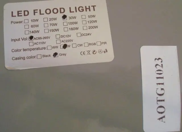 Photo from the official notice: LED Flood Light — electric shock risk (A12/0069/14)