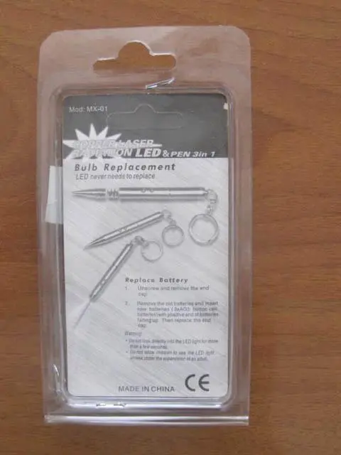 Foto aus der offiziellen Meldung: LLS Copper Laser Radiation LED &amp;Pen 3 In 1 Laserpointer — Risiko: Sehschaden