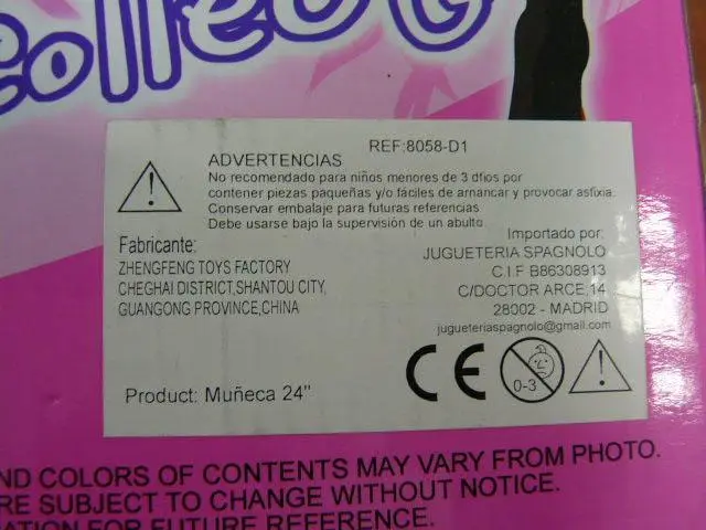 Foto do aviso oficial: Zhenfeng Industry Pretty Doll Boneca de plástico — risco: Químico