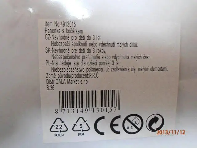Photo de l’avis officiel: PengDa Poupée en plastique — risque: Risque chimique