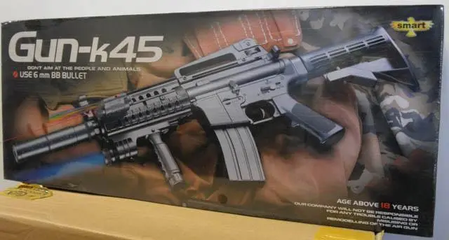 Photo from the official notice: Smart Gun-k45 airsoft gun — damage to sight risk
