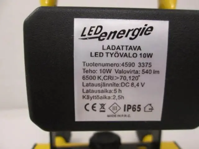 Foto do aviso oficial: LEDenergie Ladattava LED Työvalo 10W Luz — risco: Choque elétrico